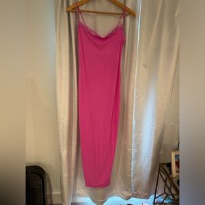 SKIMS fits everybody pink valentines collection lace maxi dress
